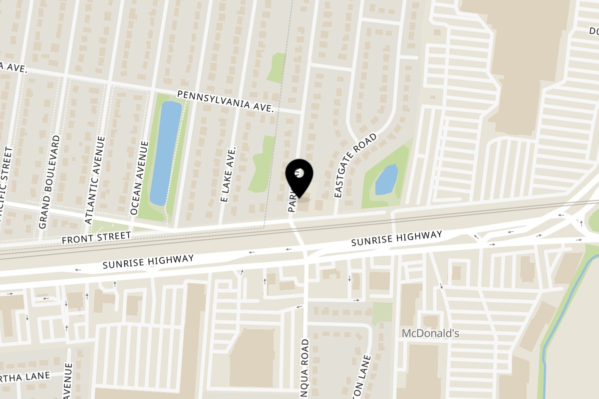Map showing the location of Big Daddy's NY on 1 Park Ln in Massapequa